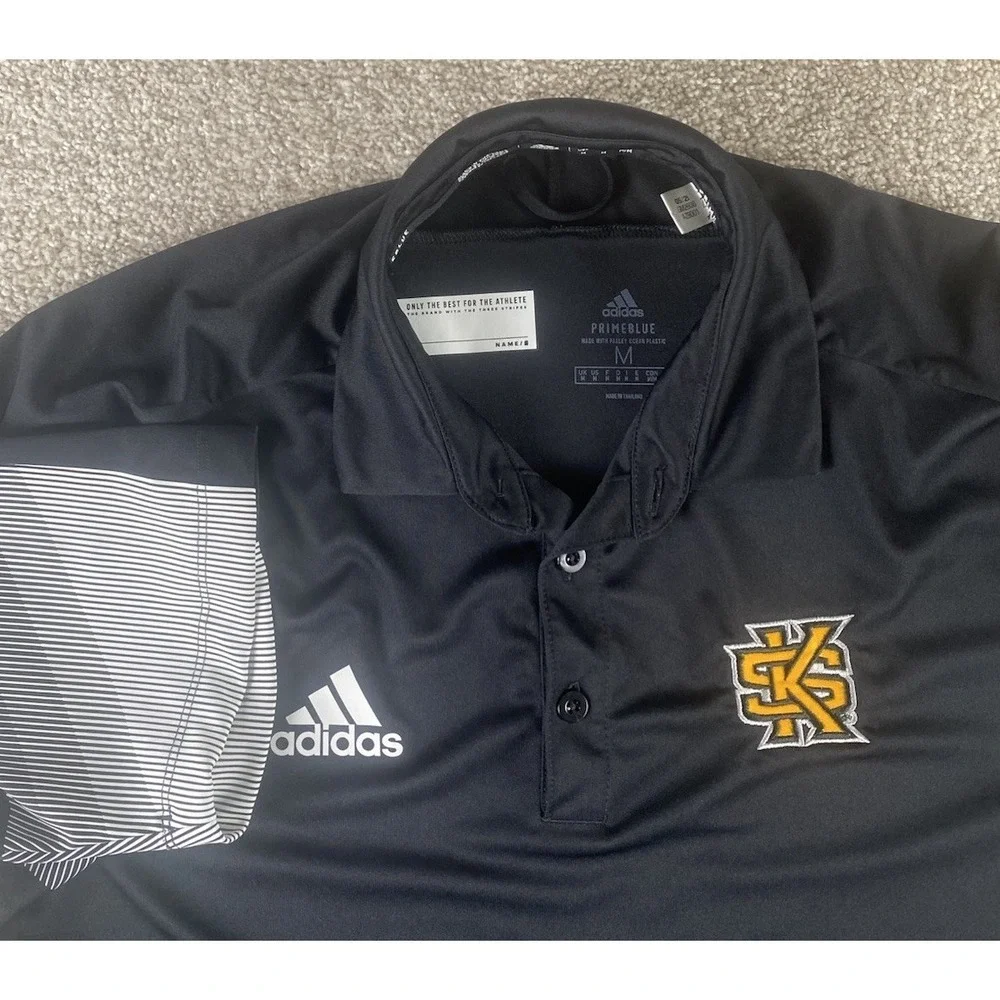 Adidas‎ Prime Blue Player Issued Polo Mens M Kennesaw State Owls Performance